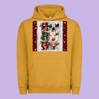 Ho Ho Ho Christmas Cow Urban Hoodie Designed By Ranaportraitstore