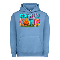 Pigment Pebble Blue born to camp Urban Hoodie - Zillion Design Studio