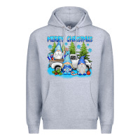 Heather Grey merry christmas gnomies Premium Hoodie - texasbilliewilder
