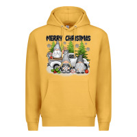 Mustard merry christmas gnomies Premium Hoodie - texasbilliewilder