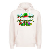 Pale Pink custom name christmas elf Premium Hoodie - texasbilliewilder