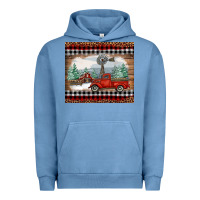 Pigment Pebble Blue Christmas farm and truck Urban Hoodie - RanaPortraitStore