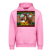 Fuchsia Pink christmas farm and horse Urban Hoodie - RanaPortraitStore