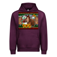 Mauve Wine christmas farm and horse Urban Hoodie - RanaPortraitStore