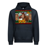 Navy christmas farm and horse Urban Hoodie - RanaPortraitStore