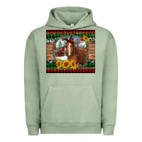 Pigment Oil Green christmas farm and horse Urban Hoodie - RanaPortraitStore