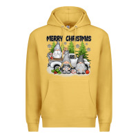 Antique Gold merry christmas gnomies Premium Hoodie - texasbilliewilder