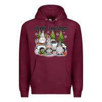 Burgundy merry christmas gnomies Premium Hoodie - texasbilliewilder
