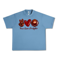Pebble Blue Peace Love Firefighter Urban Heavy Tee - RanaPortraitStore