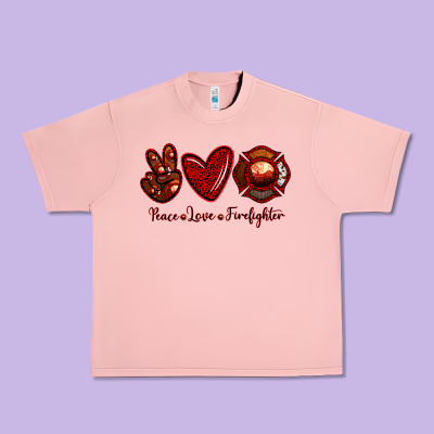 Peace Love Firefighter Urban Heavy Tee Designed By Ranaportraitstore