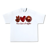 White Peace Love Firefighter Urban Heavy Tee - RanaPortraitStore