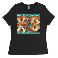 Black texas sunflower cactus cowhide Ladies Tee - Artiststas