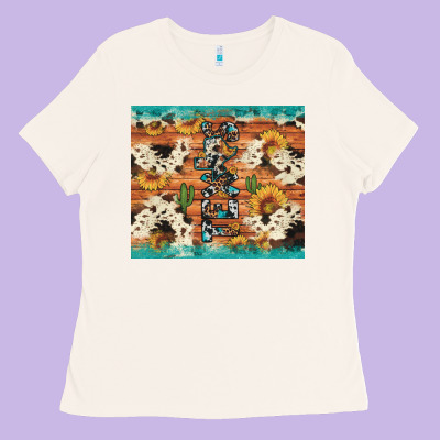 Texas Sunflower Cactus Cowhide Ladies Tee Designed By Artiststas