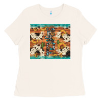 Bone texas sunflower cactus cowhide Ladies Tee - Artiststas