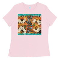 Bubblegum Pink texas sunflower cactus cowhide Ladies Tee - Artiststas