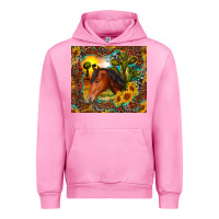 Fuchsia Pink western horse and sunflower Urban Hoodie - RanaPortraitStore