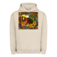 Pigment French Oak western horse and sunflower Urban Hoodie - RanaPortraitStore