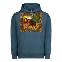 Pigment Midnight Navy western horse and sunflower Urban Hoodie - RanaPortraitStore
