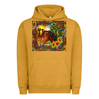 Pigment Peanut Butter western horse and sunflower Urban Hoodie - RanaPortraitStore