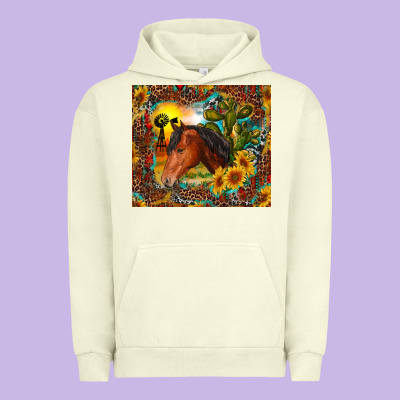 Western Horse And Sunflower Urban Hoodie Designed By Ranaportraitstore