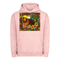 Pigment Salmon western horse and sunflower Urban Hoodie - RanaPortraitStore