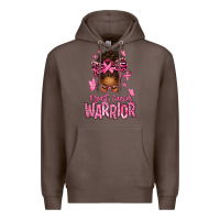 Coffee brest cancer warrior afro messy bun Premium Hoodie - texasbilliewilder