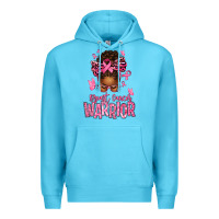 Ocean Blue brest cancer warrior afro messy bun Premium Hoodie - texasbilliewilder