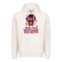 Pale Pink brest cancer warrior afro messy bun Premium Hoodie - texasbilliewilder