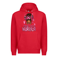 Red brest cancer warrior afro messy bun Premium Hoodie - texasbilliewilder