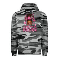 Slate Camo brest cancer warrior afro messy bun Premium Hoodie - texasbilliewilder