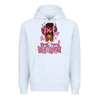 White brest cancer warrior afro messy bun Premium Hoodie - texasbilliewilder