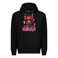 Black brest cancer warrior afro messy bun Premium Hoodie - texasbilliewilder