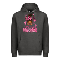 Charcoal Heather brest cancer warrior afro messy bun Premium Hoodie - texasbilliewilder
