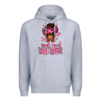 Heather Grey brest cancer warrior afro messy bun Premium Hoodie - texasbilliewilder