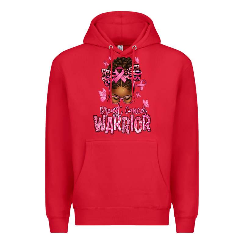 Brest Cancer Warrior Afro Messy Bun Premium Hoodie by texasbilliewilder | Teevron