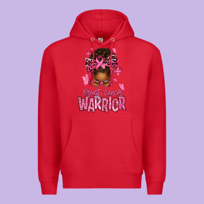 Brest Cancer Warrior Afro Messy Bun Premium Hoodie Designed By Texasbilliewilder