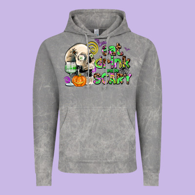 Eat Drınk And Be Scary Vintage Hoodie Designed By Adodesignshop