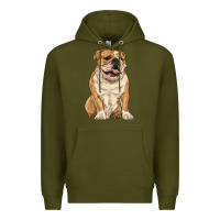Army Green english bulldog Premium Hoodie - RanaPortraitStore