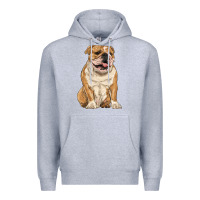 Heather Grey english bulldog Premium Hoodie - RanaPortraitStore