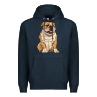 Navy english bulldog Premium Hoodie - RanaPortraitStore