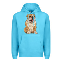 Ocean Blue english bulldog Premium Hoodie - RanaPortraitStore