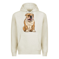 Oatmeal Heather english bulldog Premium Hoodie - RanaPortraitStore