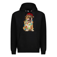 Black christmas bulldog Premium Hoodie - RanaPortraitStore