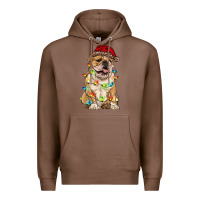 Chestnut christmas bulldog Premium Hoodie - RanaPortraitStore