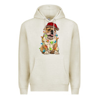 Oatmeal Heather christmas bulldog Premium Hoodie - RanaPortraitStore