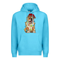 Ocean Blue christmas bulldog Premium Hoodie - RanaPortraitStore