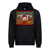 Black merry christmas cow pig and horse Urban Hoodie - RanaPortraitStore