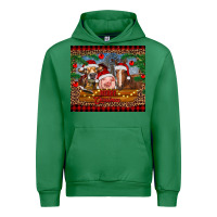 Emerald merry christmas cow pig and horse Urban Hoodie - RanaPortraitStore