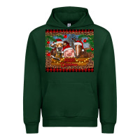 Forest Green merry christmas cow pig and horse Urban Hoodie - RanaPortraitStore