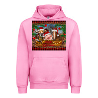 Fuchsia Pink merry christmas cow pig and horse Urban Hoodie - RanaPortraitStore
